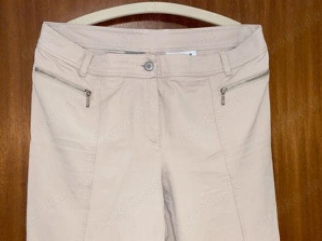 GELCO Damen Gr. 42-44 BW 44,5cm Jeans Hose Stretch Beige Gesteppt - 1